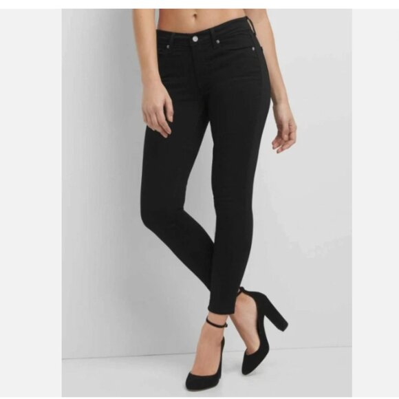 GAP Mid Rise True Skinny Ankle Jeans Black Rinse Size 26/2 RT$80 NWT Biker Moto - Picture 3 of 15